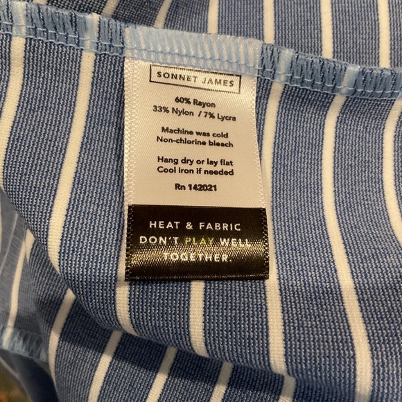 NWT Sonet James Reese Blue & White Stripe A Play Dress Medium - Picture 11 of 11
